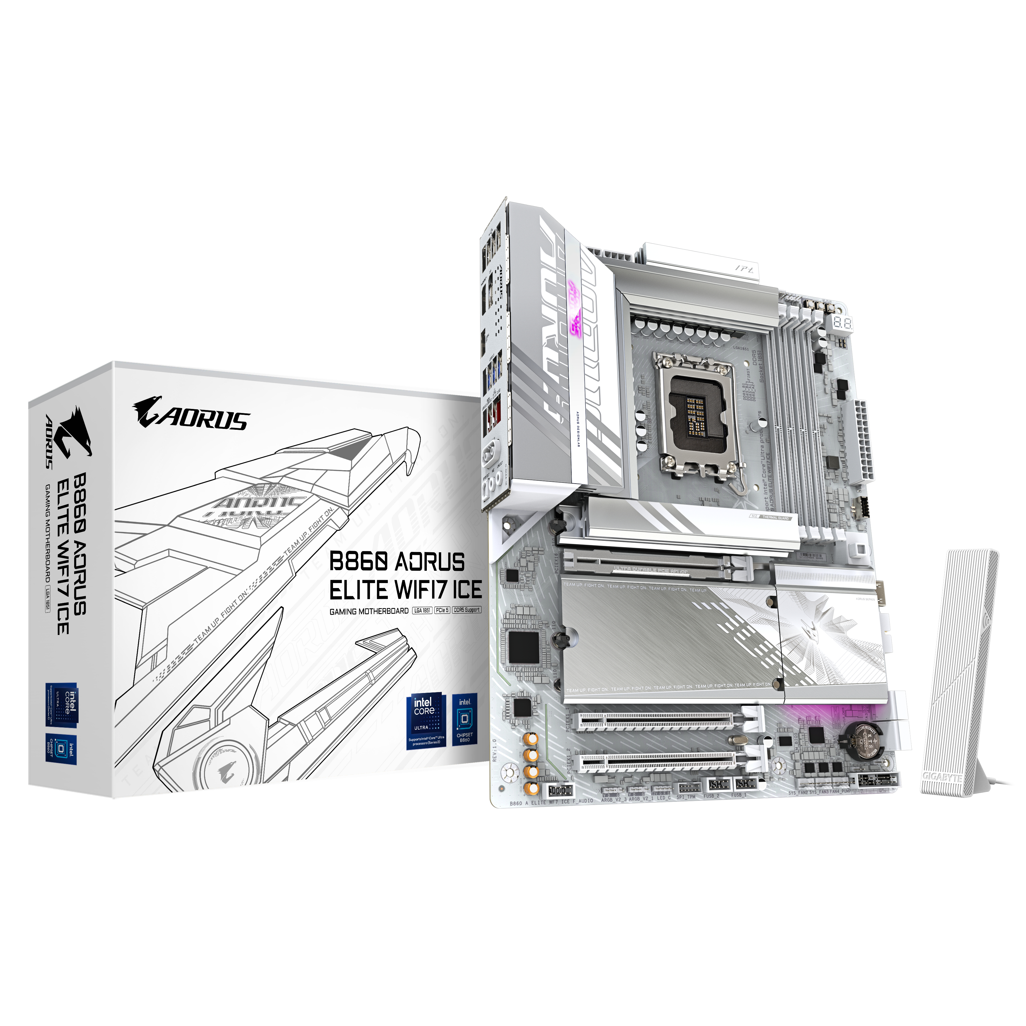 Bekijk afbeelding 1 van Gigabyte 1851 B860 AORUS ELITE WIFI7 ICE - DDR5/3xM.2/DP